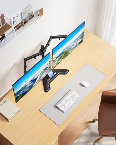 MOUNTUP Dual Monitor Stand - Freestanding & Height Adjustable Monitor Desk Mount, Steady VESA Mount Computer Stand for 2 Screens up to 27 inches, MU1002