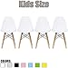 2xhome - Set of Four (4) - White - Kids Size Side Chairs White Seat Natural Wood Wooden Legs Eiffel Childrens Room Chairs No Arm Arms Armless Molded Plastic Seat Dowel Leg