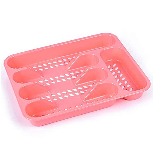 Silverware Drawer Organizer, PinK Plastic Flatware Tray,Silverware Storage,Utensil Holder With 5-Compartment,Basic,For Home kitchen Drawer