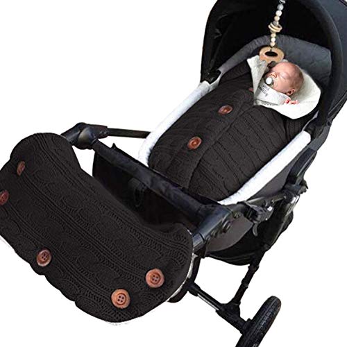 2PCS Baby Fleece Blanket Swaddle with Stroller Hand Muff Hands Warmer,Baby Stroller Sleeping Bag Sleep Sack Blanket with Hand Warmer Glove Wrap for Baby & Mommy (Black) - Thumbnail 7