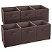MaidMAX Cloth Storage Bin with Dual Handles for Home Closet Nursery Drawers Organizer, Foldable, Dark Brown, 10.5×10.5×11″, Set of 6