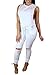 Women's 1PC Trendy Jumpsuit Sleeveless Broken Hole Waisted Club Long Romper Outfit, Large,  White