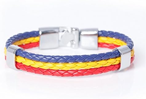 Physn New Fashion Multilayer Bandage Male Leather Bracelets Trendy Concise Handmade Brand Charm Men's Bracelet National Flags Friendship Bracelet (Romania Flag)