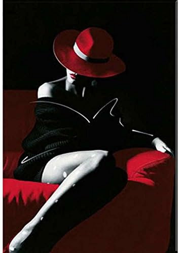 ViewHuge 5D DIY Diamond Painting, by Number Kits Crafts & Sewing Cross Stitch,Wall Stickers for Living Room Decoration-Red Roses and Sexy Women,30x40cm