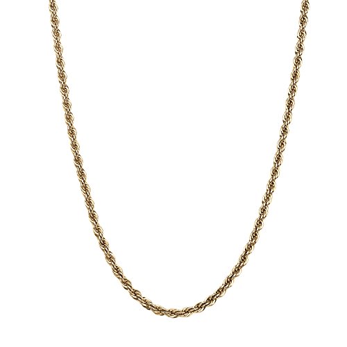 18k Gold Over 925 Sterling Silver Rope Chain Necklace 20