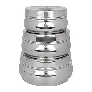 Stainless Steel Multi-Purpose Storage Food Container and Tiffin Box Set of 3