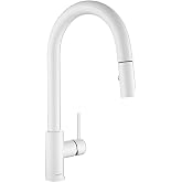 AguaStella AS60W Shiny White Kitchen Sink Faucet with Pull Down Sprayer Single Handle
