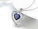 Riakoob 925 Sterling Silver Plated Heart Shape Blue Sapphire Pendant,Crystals Jewerly Necklace,for Women