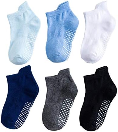 Jiyaru ソックス ベビー 子供 6足 セット コットンソックス キッズ 赤ちゃん 幼児用 靴下 滑り止め 男の子 3 5歳 注目ブランド 吸汗 無地 室内用 登園 通学 スニーカーソックス 綿 通気 女の子 弾性 スポーツ