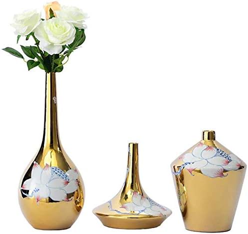 トラスト 花器 手作りのセラミック花瓶の装飾工芸ウェディングギフトゴールドスリーピース工場花17 40センチメートル 花瓶