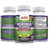 Premium Moringa Oleifera 800mg Pure Leaf Extract | Philippines Malunggay | Green Superfood Energy Pills | Aids in Weight Loss, Diet Moringa Capsules, Energy Booster &amp; Mood Enhancer | 60 Count