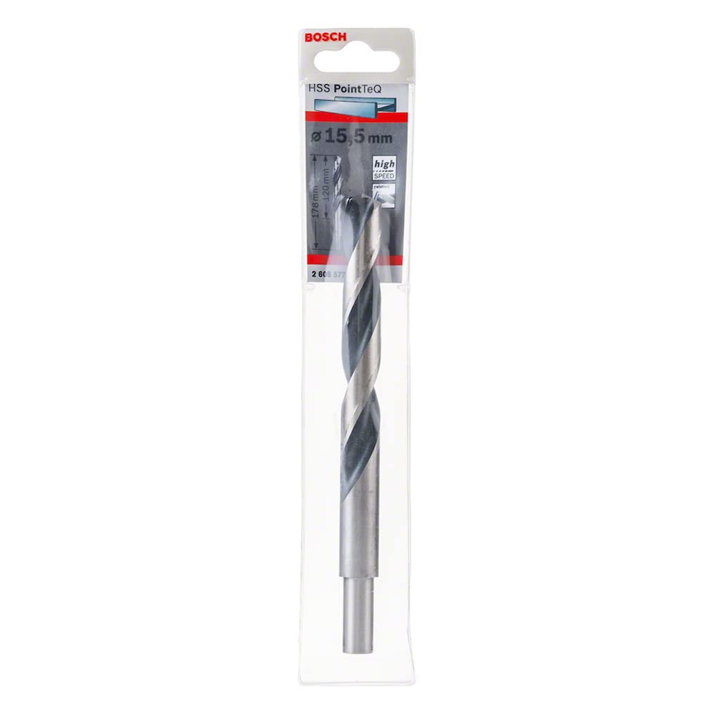 Bosch Professional PointTeQ HSS Twist Drill Bit (for Metal, Reduced Shank, 15.5 x 120 x 178 mm, Accessories for Drill Driver)