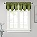 NICETOWN Small Window Curtain Valance - Farmhouse 52 inches by 18 inches Thermal Insulated Scalloped Rod Pocket Valance for Boy Bedroom/Living Room/Kitchen Window Christmas Decor, Olive, 1 Panel