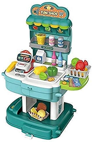 Entirety 37 Pcs School Bag Packing Pretend Play Shop Market Set for Kids Home Supermarket Shop Accessories 3 Year Old Girls Kitchen Toy with Big Size Portable.