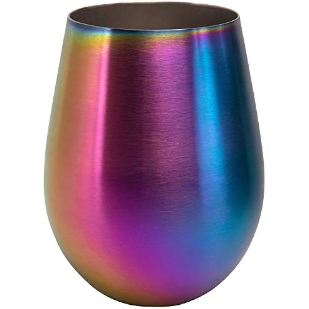 Rainbow Wine Glasses Stainless Steel Stemless Glasses, 16oz Set Of 4