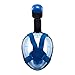 UooCooL 180° Full Face Snorkel Mask- Panoramic view Snorkeling Mask For Adults And Kids, Breathe freely With Anti Fog And Anti Leak Design, See More with a Larger Viewing Area (Black-Blue, S/M)