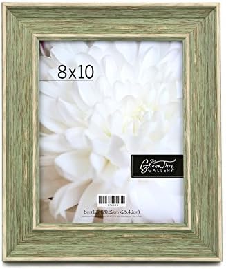 Green Tree Gallery Wide Scoop Frame with Distressing, Sage, for an 8 x 10 inch Photo