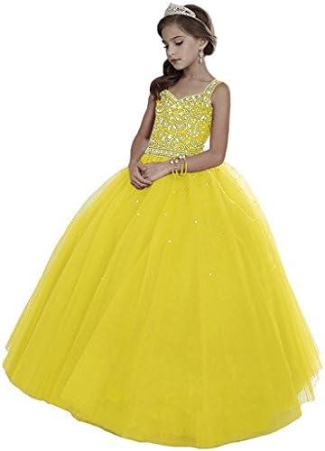 Zhiban Girls' Off Shoulder Evening Dresses Kids' Sequins Tulle Pageant Gowns