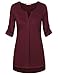 Women Shirts and Blouses,Messic Women's on Sale Tunic Length Tops for Leggings V Neck Cuffed Sleeve Loose Fit Summer Casual Petite Tunic Top (Wine,XX-Large)