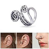 Aifeer Cool Handmade Single Nose Ring Ear Cuff Earring Clip Coiled S925 Sterling Silver 3 Ways to Wear