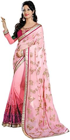 STYLO SAREES Women Designer Beautiful Indian Ethnic Party Wear Pink Saree Free Size