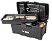 ArtBin 6918AB 17 in. Twin Top Supply Box - 17 in. x 8.5 in. x 8.5 in. Black, Art Supplies Organizer, Lift-Out Tray, In-Lid Storage, Rubber Over-Molded Handle, Lockable Arts and Crafts Storage primary