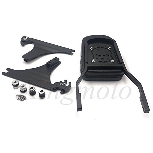 NBX- Matte Black Detachable Backrest Sissy Bar Skull For Harley 05-later FLST FLSTSC
