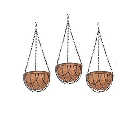 COIR GARDEN Coir Hanging Basket, Brown, 6 inch, 3 Piece