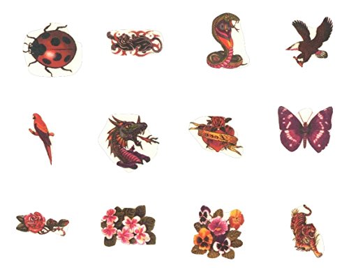 Glitter Tattoos (12 Tattoos, 12 Styles; 1.5" Each)