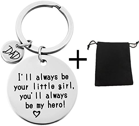 YINGAR Keychain Gifts for Daddy Father's Day-Father's Day Christmas Birthday Gift for Men Husband-You' ll Always Be My Hero-Family Daddy Wife Daughter Kids Key Chain Father's Day Gifts And A Cute Bag