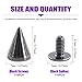 Swpeet 110 Pairs Gun-Black 7mm x 9.5mm Bullet Cone Spike and Stud Metal Screw Back for DIY Leather Craft Cool Rivets Punk Stud Coincal Layer
