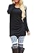 Pink Queen Women's Casual Long Sleeve Slim Ruched Tunic T-Shirt Dress M Black