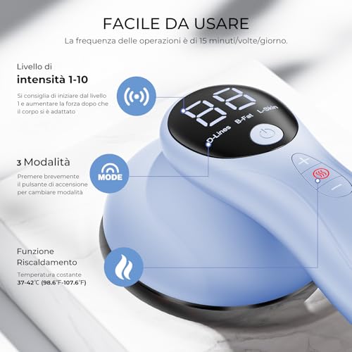 Professional Anti-Cellulite Massager, Clinically Proven Effectiveness, Wireless Electric Anti-Cellulite Massager for Belly, Waist, Arms, Legs, Buttocks (Blue)