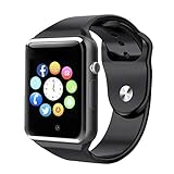 Bluetooth Smart Watch - WJPILIS Touch Screen Smartwatch Smart Wrist Watch Phone Fitness Tracker SIM TF Card Slot Camera Pedometer iOS iPhone Android Samsung LG Kids Women Men (Black)