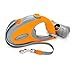 Living Express Retractable Dog Leash for Medium Sized Dogs Weight to 44LBs, 16 Feet Long Tape Tangle Free, Waste Dispenser and Bags Included, Orange