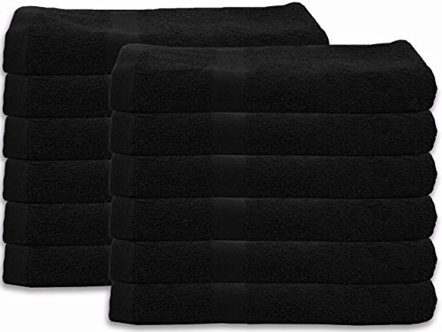Cotton Bleach Proof Salon Hand Towels (24-Pack,Black,16x27 inches) Bleach Resistant Hand Towel (24, Black)