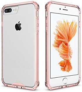 iPhone 7 Plus Case iPhone 8 Plus Case,Crystal Transparent Clear Back and Pink Sleeve Design and Anti-Scratch and Shock-Proof Cover for Apple iPhone 7 Plus(2016) Apple iPhone 8 Plus(2017)(Pink)