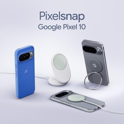 Pixelsnap-Ladegerät mit Standhalterung – Kabelloses 25-W-Qi2-Ladegerät und Standhalterung (Made by Google)