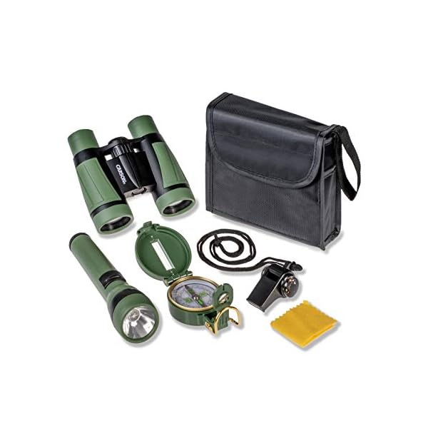 Carson HU-401 AdventurePak Outdoor-Entdeckerset für Kinder mit Fernglas, Kompass, Taschenlampe, Signalpfeife, Thermometer – Bild 3