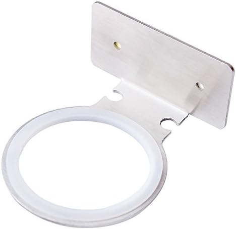 Self-Adhesive Wall Mounted Hair Dryer Holder, Stainless Steel Round Shelves Bathroom Organizer with Rubber Protect Pad (1 Pack)