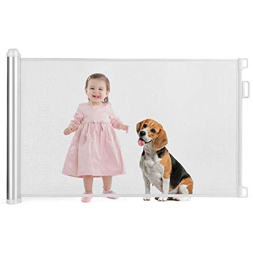 Costzon Baby Mesh Retractable Gates, Extra Wide Flexible Extension