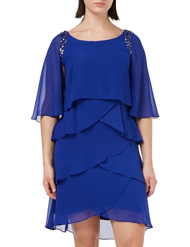 Gina Bacconi Womens Bead Shoulder Tier Attached Cape Cocktail Dress, Royal, 12 UK