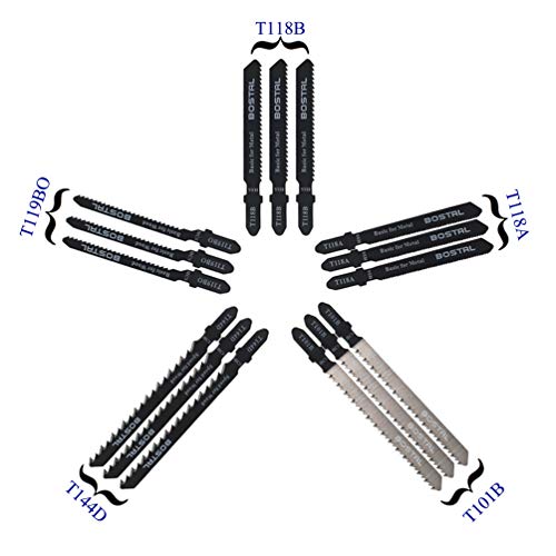 BOSTAL T Shank Jig Saw Blade Set 15PCS, HSS and HCS Material,T101B T119BO T144D T118A T118B - //medicalbooks.filipinodoctors.org