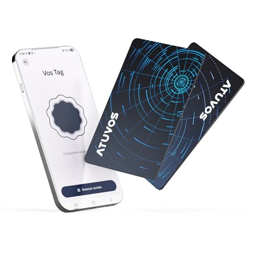 ATUVOS Smart Air Tag Card Pro Tracker for Android & iOS, Dual System Rechargeability Wallet Finder Compatible with Google Locator or Apple Search App for Wallets, Suitcases, Luggage, 2 Pack