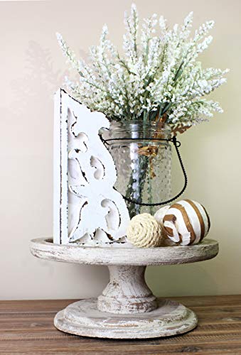 SAM + OLLIE FURNISHINGS Antique Style Corbel Finial Bookend, Chippy White Wood (8.5"x5"x1.5")