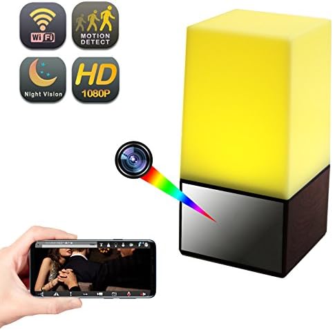 Hidden Camera Color Night Light Wifi Spy Camera with IR Night Vision, CAMXSW 1080p HD Mini Video Recorder Spy Camera Wireless Hidden IP Home Security Camera Android IOS Free App Live Stream