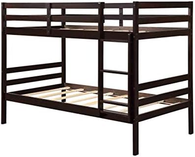Joanna Zacharias Bed Twin Over Twin Solid Wood Bunk Bed Rubberwood Double Bed (Color : Espresso)