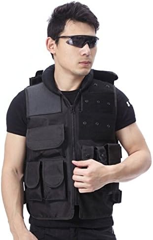 Army Fans Tactical Vest CS Field Outdoor Security Training Vest (L, Black 1#)
