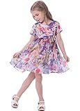 Bonny Billy Girls Short Sleeve Pleated Chiffon Floral Dress