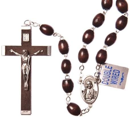 Rosary Brown Wood Beads. Very Strong Wired Double Wired Beads with Brown Wood Beads.
